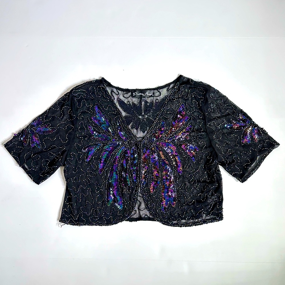 Pretty Angel Cropped Fairy Sequin/Beaded Top 🧚🏽‍♀️